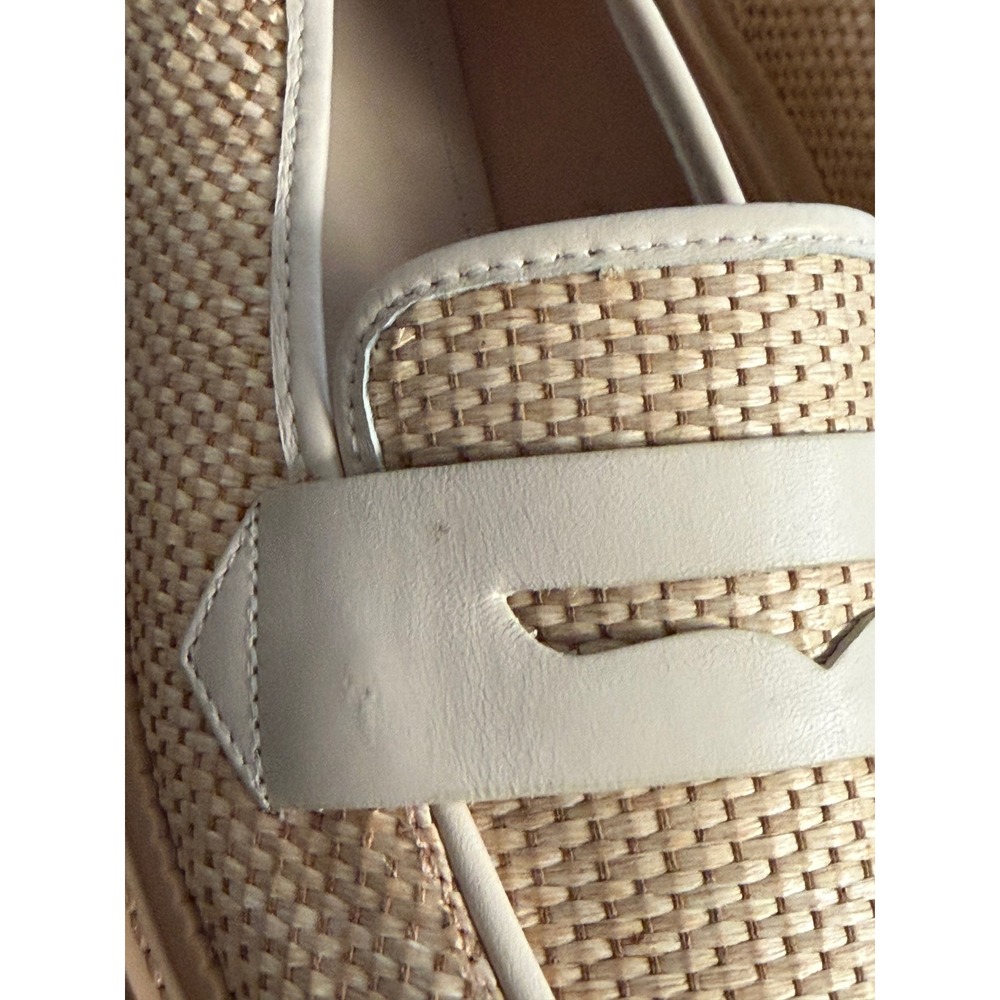 Schutz Viola Weekend Beige Woven Raffia Platform Penny Loafers Lug Sole 8B - Picture 10 of 10